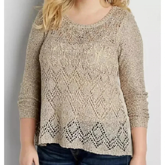 Maurices Gold Diamond Stitched Knit Sweater, Large - Picture 1 of 7